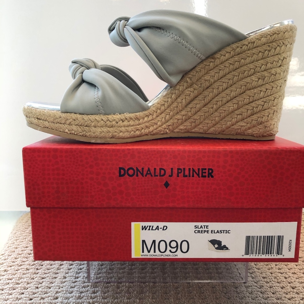 Donald Pliner Slate Crepe Elastic Espadrille Wedge